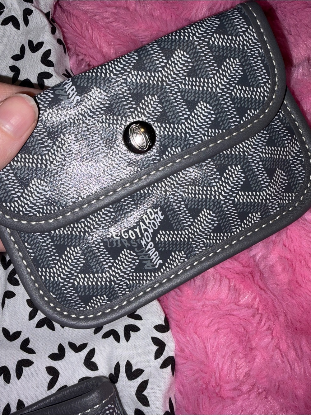 Goyard Gray Canvas Tote with Pink & Red Graphic Patch - Picture 11 of 12